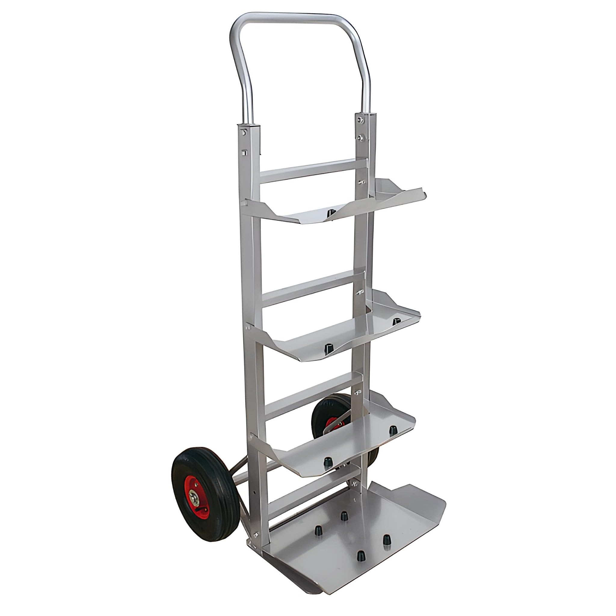 Bricoloco Carretilla con Ruedas Antipinchazos para el Transporte de garrafas y bidones de hasta 19 litros – Carro con 4 Palas abatibles y Base metálica Completa. Capacidad de Peso 250 Kilos