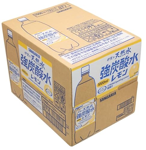 サンガリア 伊賀の天然水 強炭酸水レモン 1000ml×12本