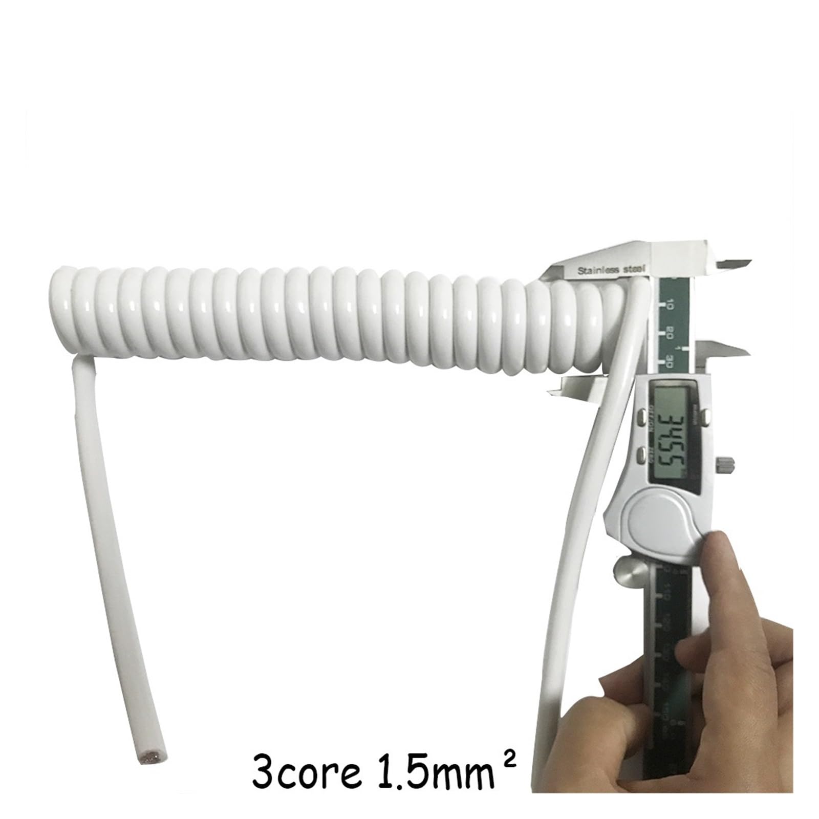 przewód spiralny, 2 szt. 3-żyłowy kabel spiralny teleskopowy 15AWG o długości 0(White)