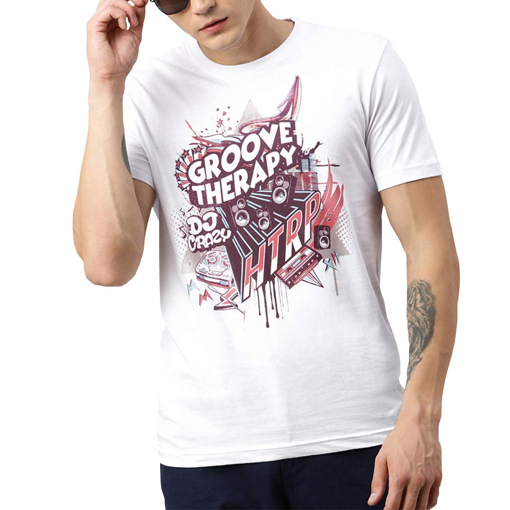 HUETRAPMens Round Neck Short Sleeve Rogue Graphic Tee