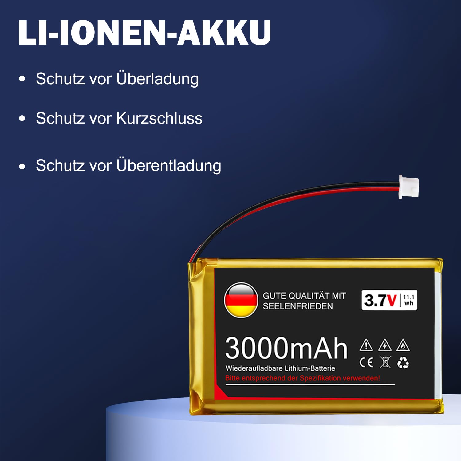 Batería de Litio de 3,7 V y 3000 mAh, 1S, 1C, LiPo con Placa de protección y Conector Micro JST 1.25 para Placa de Desarrollo Arduino Node MCU ESP32 (2 Piezas)