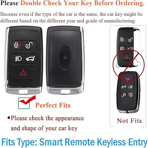 Miniatura 2 de SANRILY Funda para llavero con textura de fibra de carbono para Land Rover Discovery Range Sport Evoque Jaguar XF 2020 2021 con control remoto sin