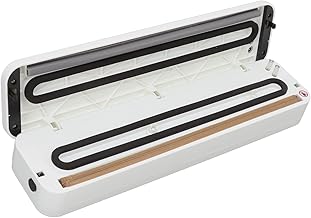 Máquina seladora a vácuo, seladora automática de alimentos a vácuo com 6 sacos seladores, 2 modos de alimentos, para armazenamento hermético de alimentos e sous vide, design compacto, branco(#1)