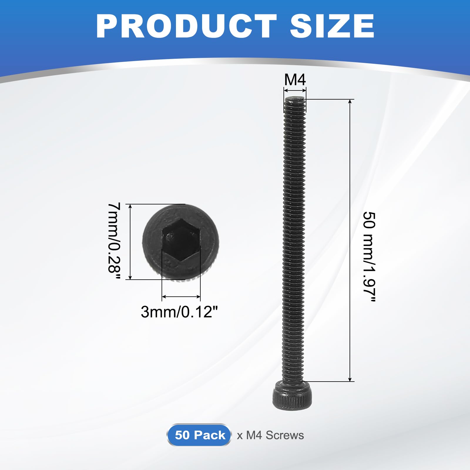 PATIKIL M4 x 50mm Hex Socket Head Screws Cap Bolt - Image 2