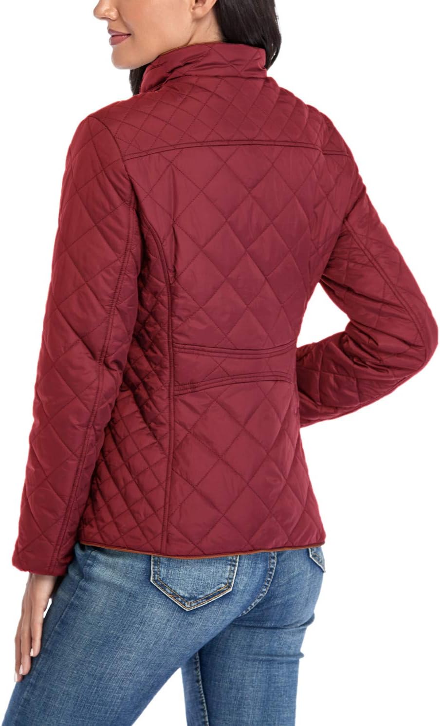 Anienaya Women's Lightweight Quilted Jacket Stand Collar Zip Warm Winter Coat Outwear w 2 Pockets - Image 2