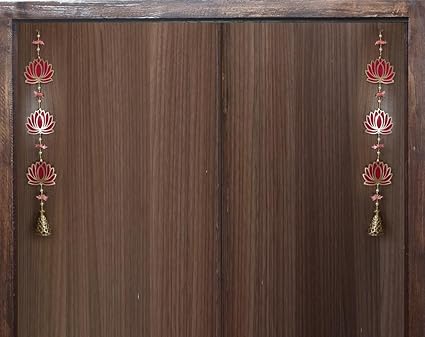 Set of Lotus Side Hanging for Door Decoration Latkan for Pooja Room Decoration Item Size 2 Feet (2 PES Latkan)
