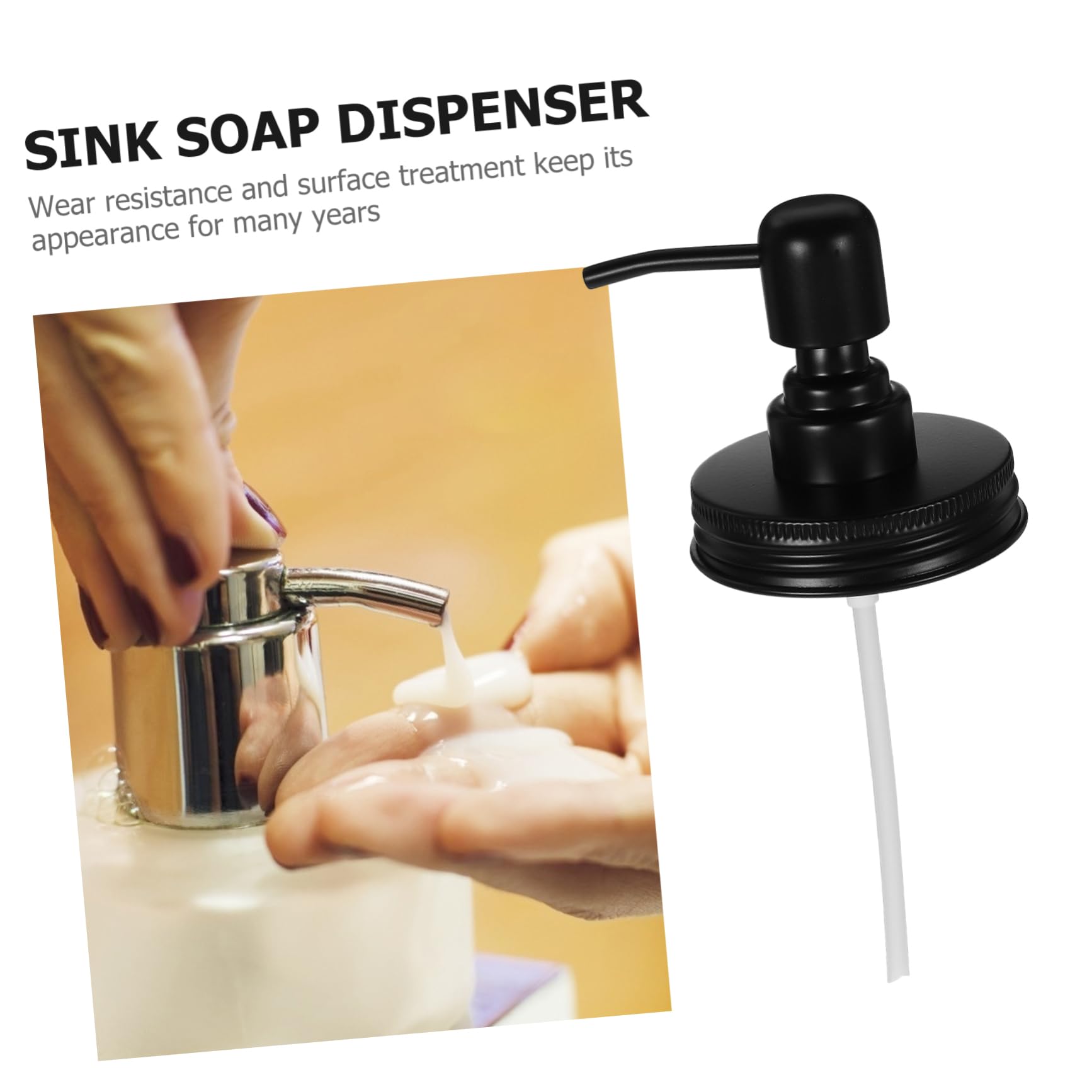 TOPBATHY 5 Juegos Tapa del Cabezal De La Bomba Jar Acero Inoxidable Taper De Cristal Tapas Dispensadoras Dosificador De Liquido De Lavanderia Tapa De Botella 2 Piezas * 5