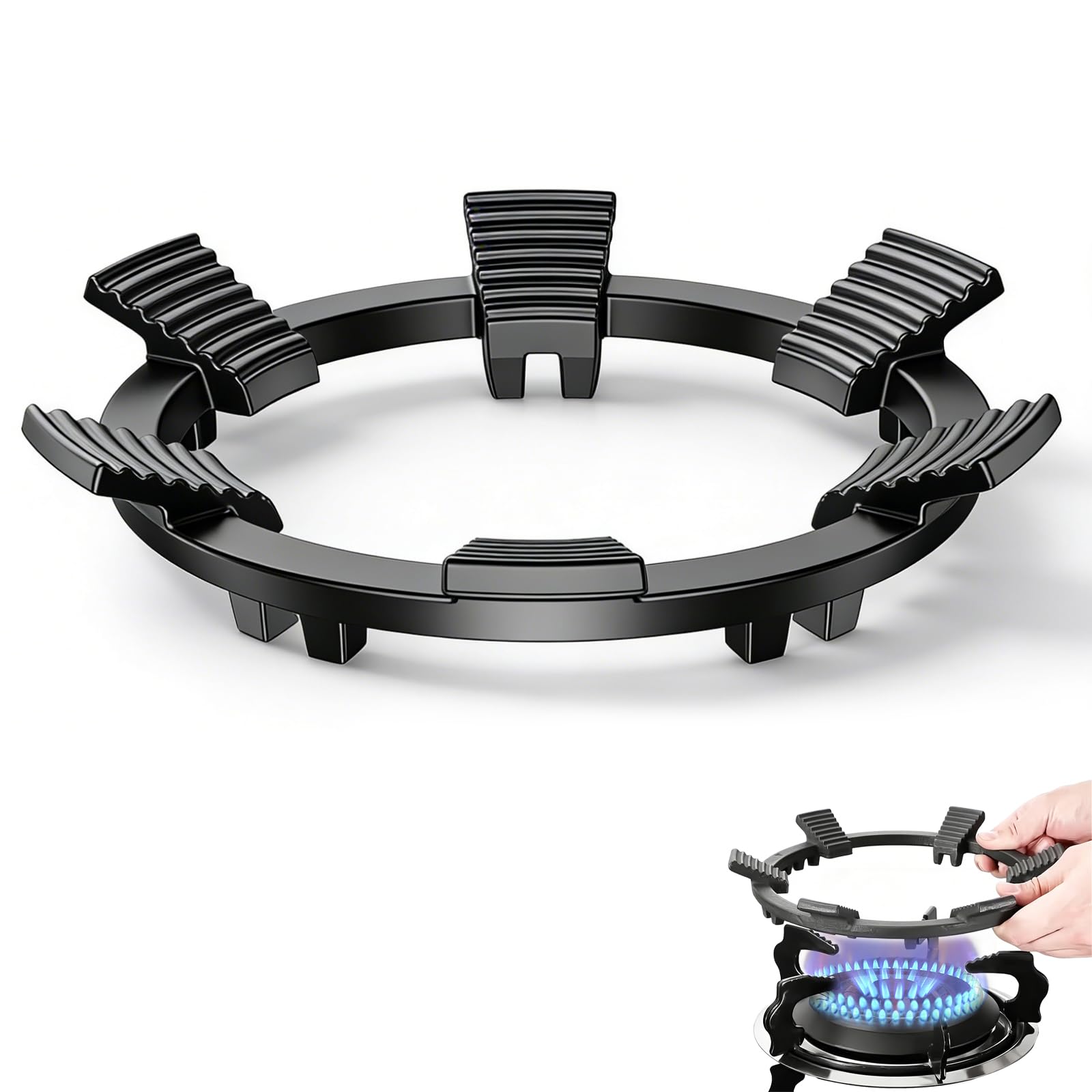 LYSPBAO Cast Iron Wok Ring, Six Claws Universal Non-Slip Stove Rack, Iron Gas Stove Pan Stand for Wok, Milk Pot, Coffee Pot & Small Cookware