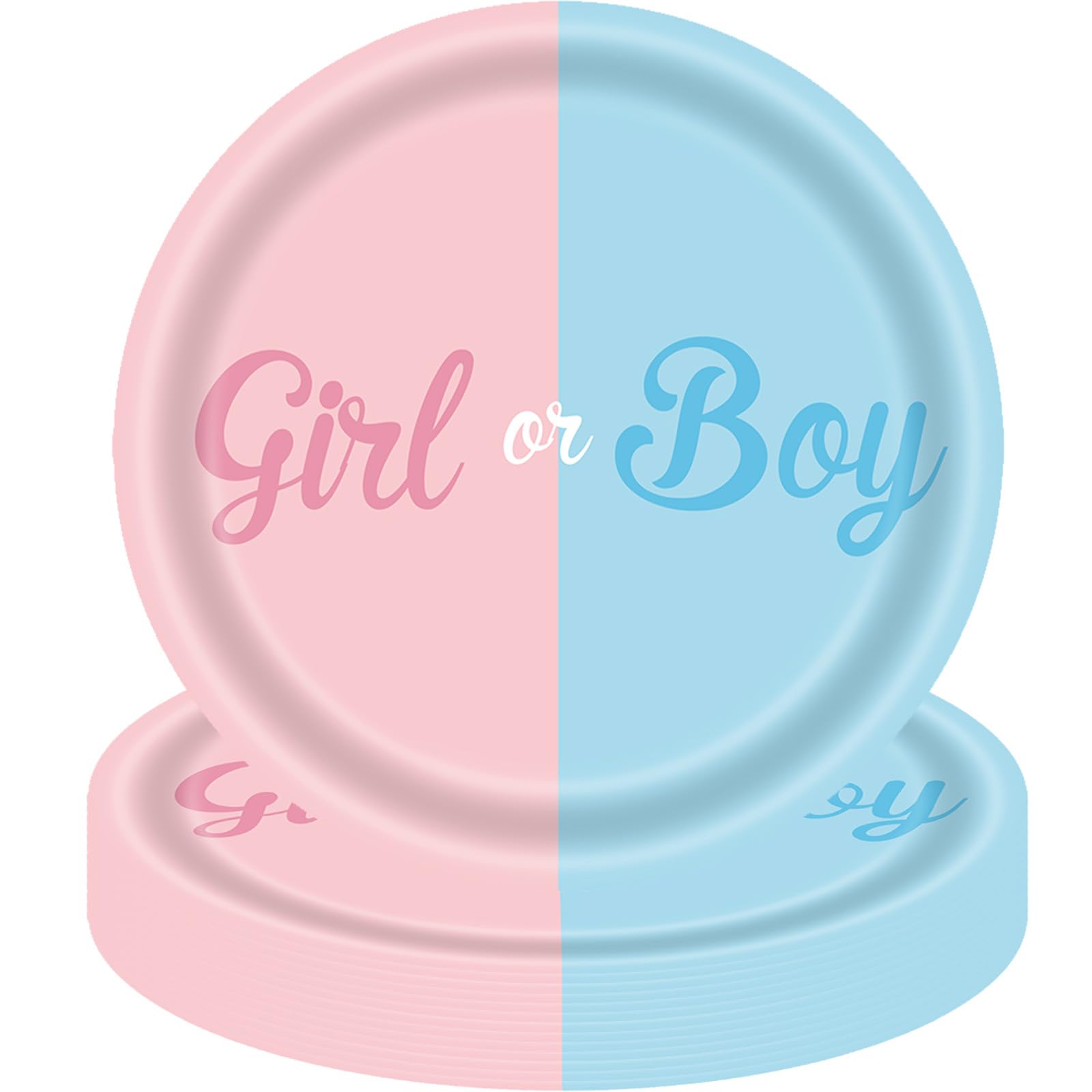 MOMAHUA 16P Gender Reveal Party Plates,9inch/23cm Pink and Blue Paper Dessert Plates for Baby Shower Party,Gender Reveal Tableware Decorations for Girl Boy - 16 Guest