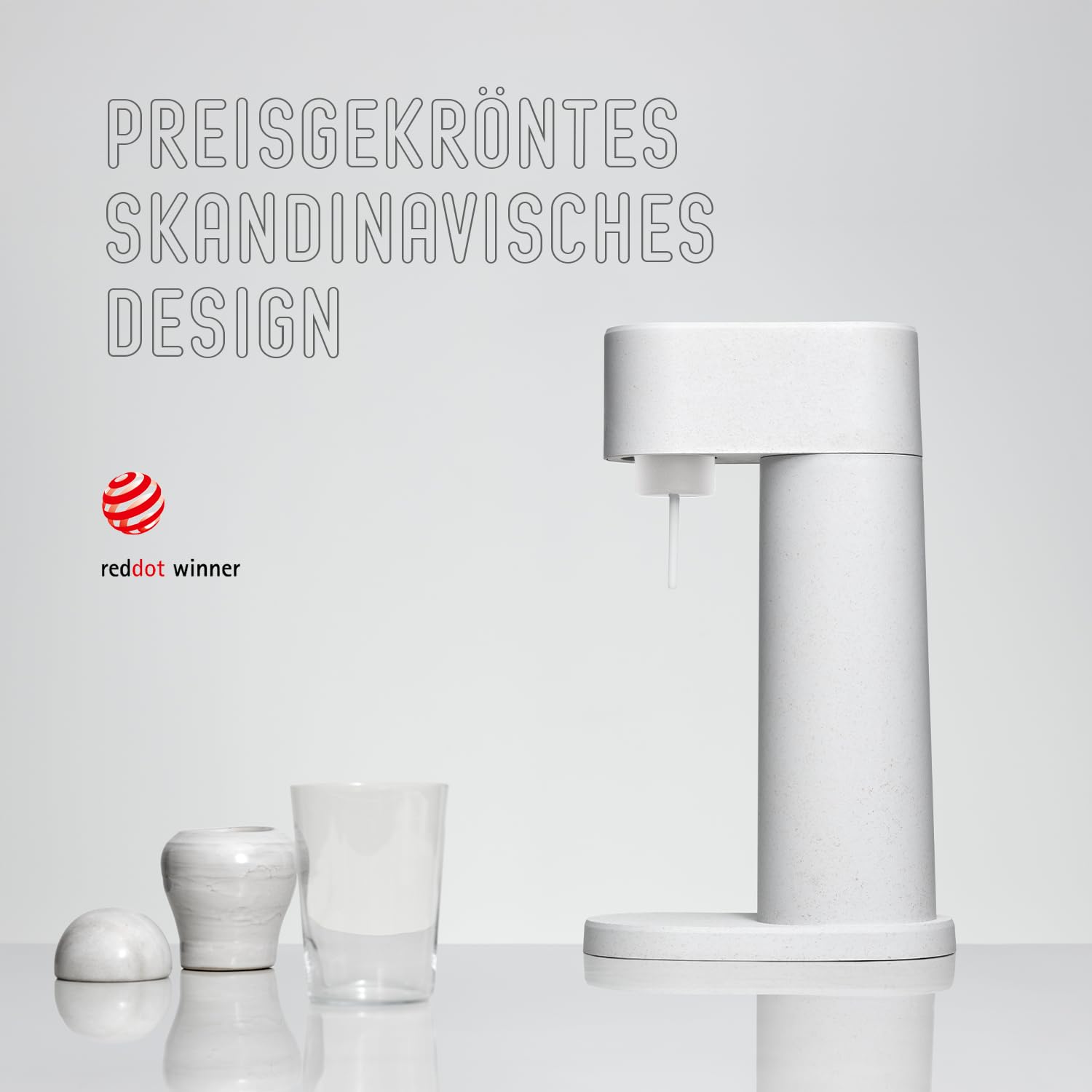 Mysoda: Woody Wassersprudler aus erneuerbarem Holzkomposit mit 1L Quick-Lock BPA-freier Plastikflasche (ohne CO2-Zylinder) - Weiß