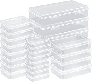 Rocutus Clear Plastic Beads Storage Containers Empty Mini Storage Containers Box,24 Pack Plastic Storage Containers with Lids,Beads Storage Box with Hinged Lid for Beads,Earplugs,Pins, Small Items