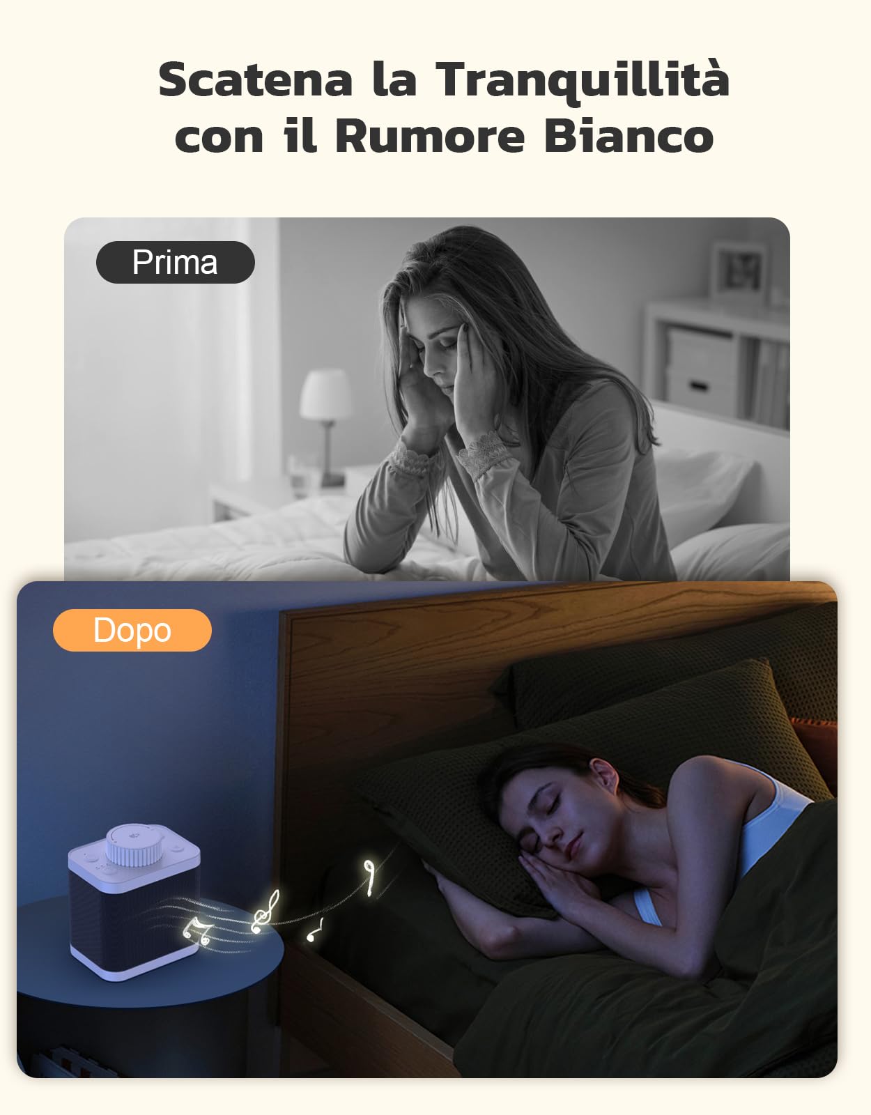 Mohard Rumori Bianchi per Neonato e Adulti, 20 Suoni Rilassanti & 18-48H Rumore Bianco Funzione di Memoria, Suoni Bianchi Neonati Timer White Noise Machine per Sonno Profondo a Salone, Casa, Viaggio