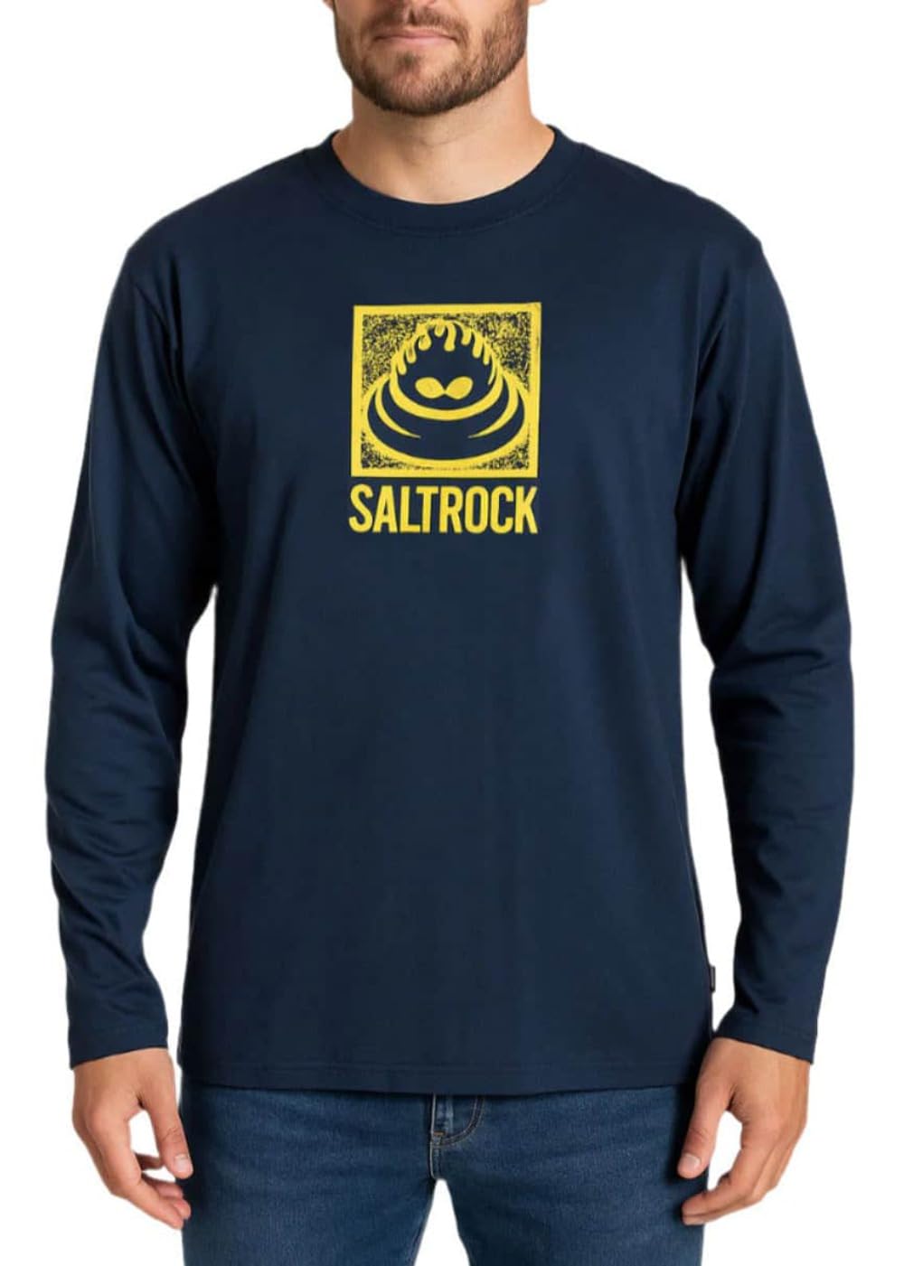 Saltrock Mens Box Stamp Logo Long Sleeve T-Shirt Navy (UK, Alpha, M, Regular, Regular)