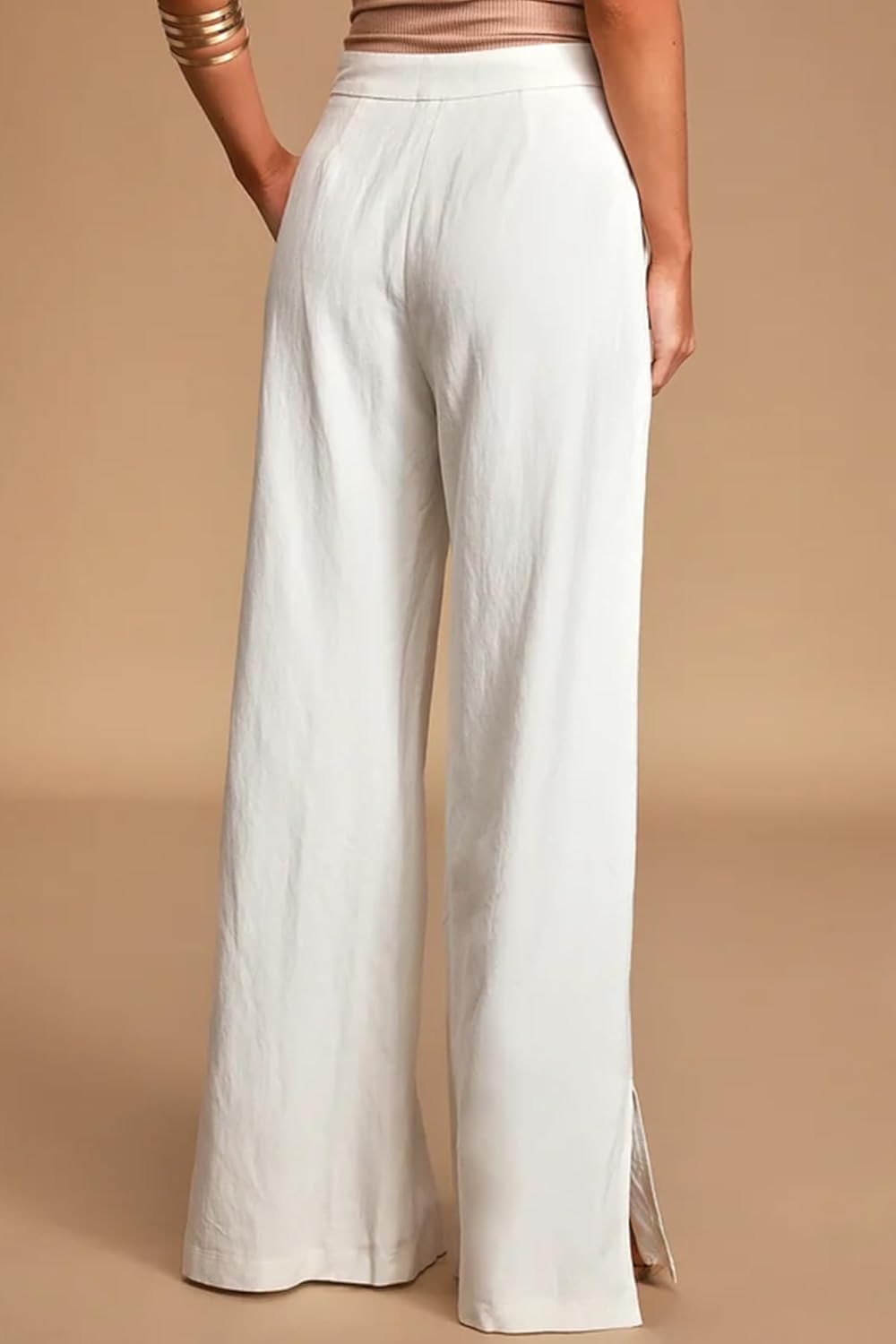 GUOLEZEEV Women High Waist Wide Leg Pants Trendy Y2k Palazzo Pants Casual Trouser with Slit Hem - Image 2