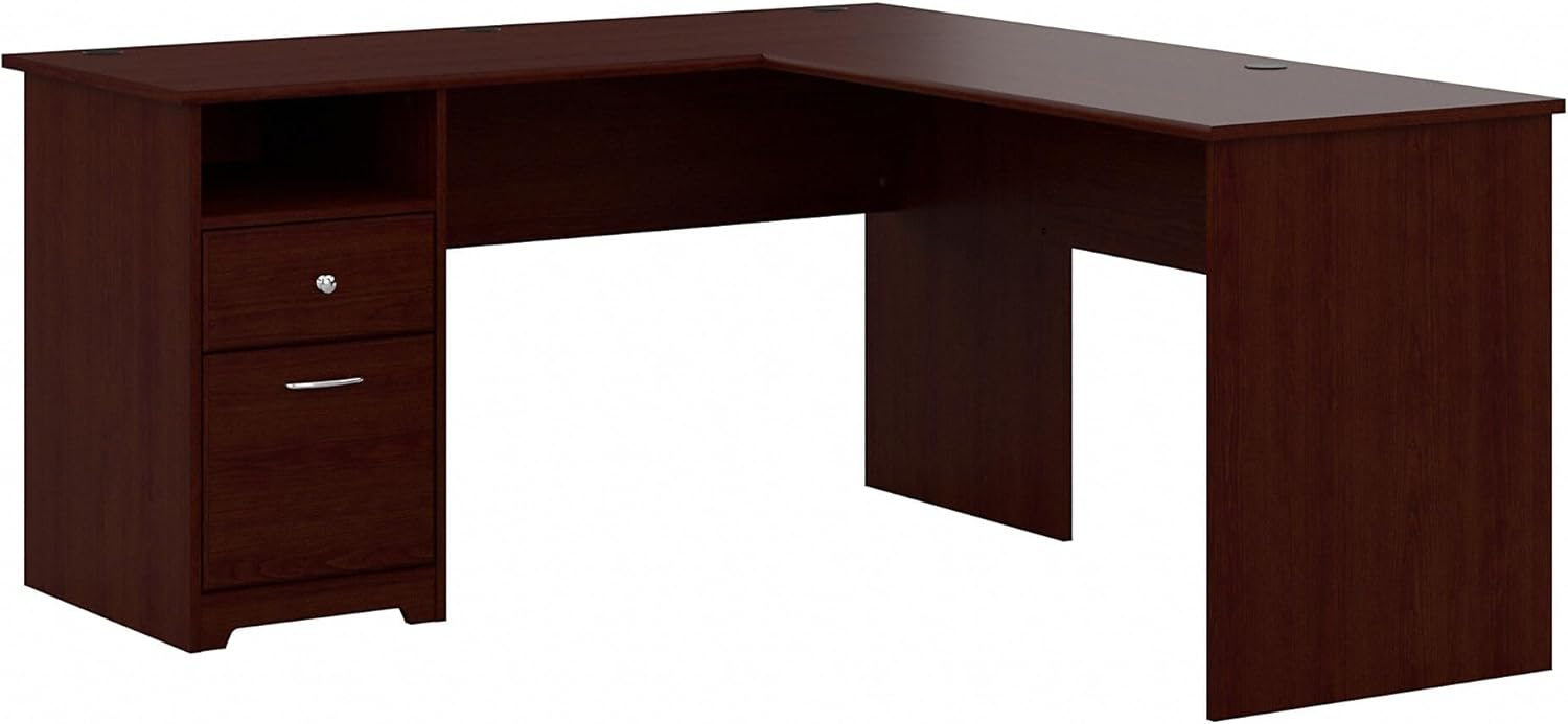 incomplete Bush Furniture Cabot L Shaped Computer Desk with Drawers, 60W, Harvest Cherry Harvest Cherry 60W