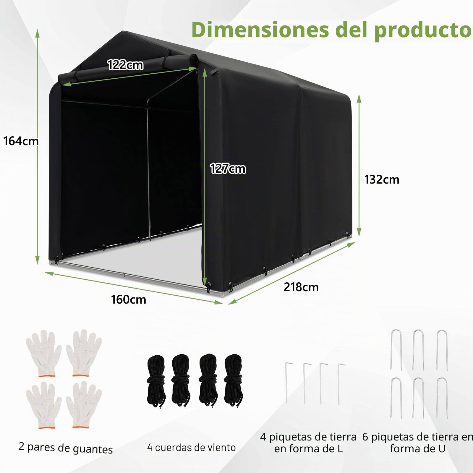 GOPLUS Cobertizo para Bicicleta, Funda Impermeable Exterior para Bicicletas, Moto, Herramientas, Almacenamiento, Refugio con Puerta Enrollable con Cremallera para Patio Garaje (Gris Oscuro)