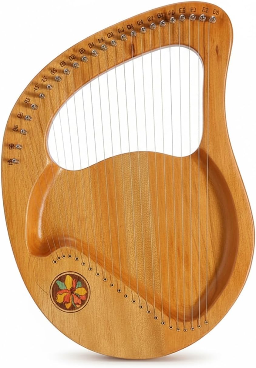 24-String Solid Mahogany Wood Harp, Adult Beginner Instrument, Includes Full Set of Accessories, Easy to Learn, Gift for Music Enthusiasts and Home Decor(Natural wood) - Image 1 of 4