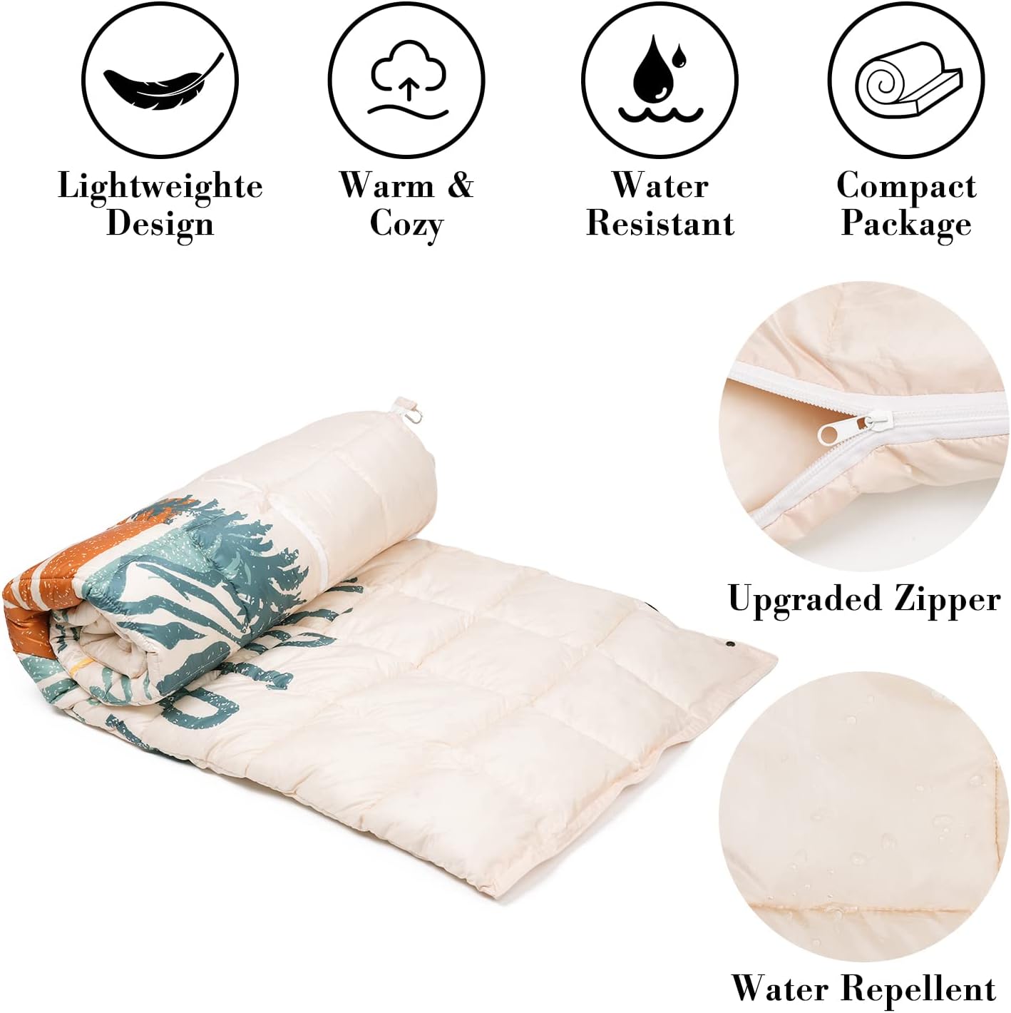 PAYDA Puffy Down Alternative Warm Camping Blanket, 80" X 54" Packable & Waterproof Warm Camping Quilt - Outdoor Blanket for Stadium, Backpacking, Camping, and Hiking(Gray) : Everything Else