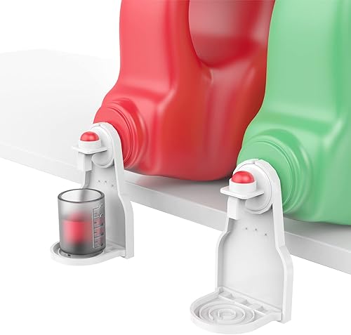Miniatura 7 de Ochine Paquete de 2 soportes para vasos de detergente para ropa sucia, bandeja de recogedor de goteo, dispensador de jabón, dispensador de jabón