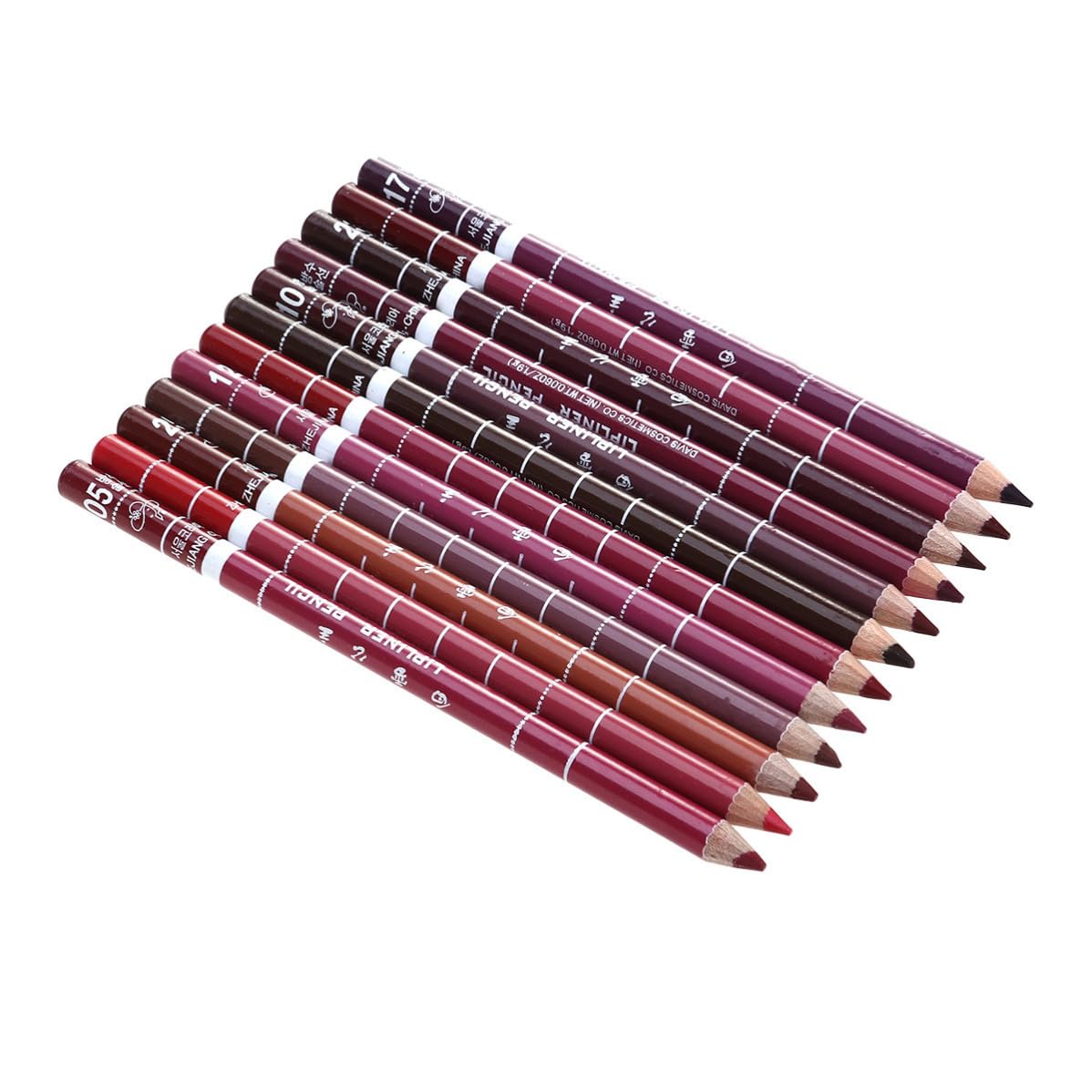 Toddmomy 12 Colors, Waterproof Lip Liner Pencil Makeup Kit 12pcs Set, Wood