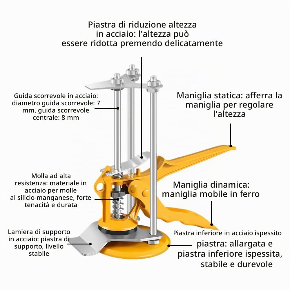 Sollevatore di piastrelle, Sollevatore per Attrezzi da Lavoro a Mano, robusto e durevole, adatto per sollevare e fissare piastrelle, pavimenti, porte e finestre (giallo, 2 pezzi)