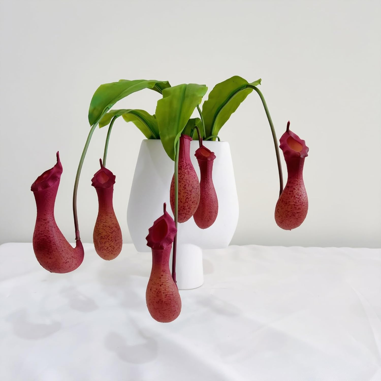 29" Artificial Nepenthes 3pcs Faux Pitcher Plant Carnivorous Hanging Vine Green Plants for Vase Bouquets Home Office Wedding Decor.(Claret)