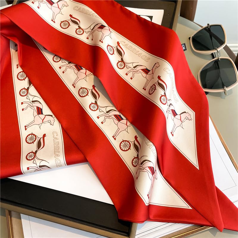 Image of Head Hair Scarf for Women,Silky Long Headscarf Purse Bag Scarfs for Handbag Fashion Satin Neck Scarves Accessories