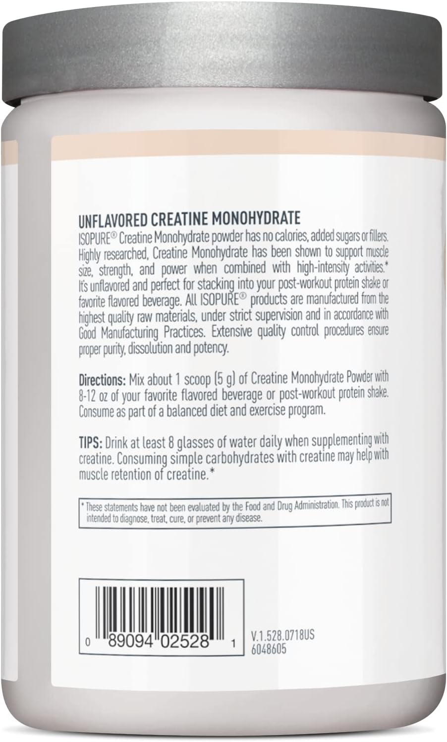 Isopure Unflavored Creatine Monohydrate Powder 500g (Packaging May Vary) : Health & Household