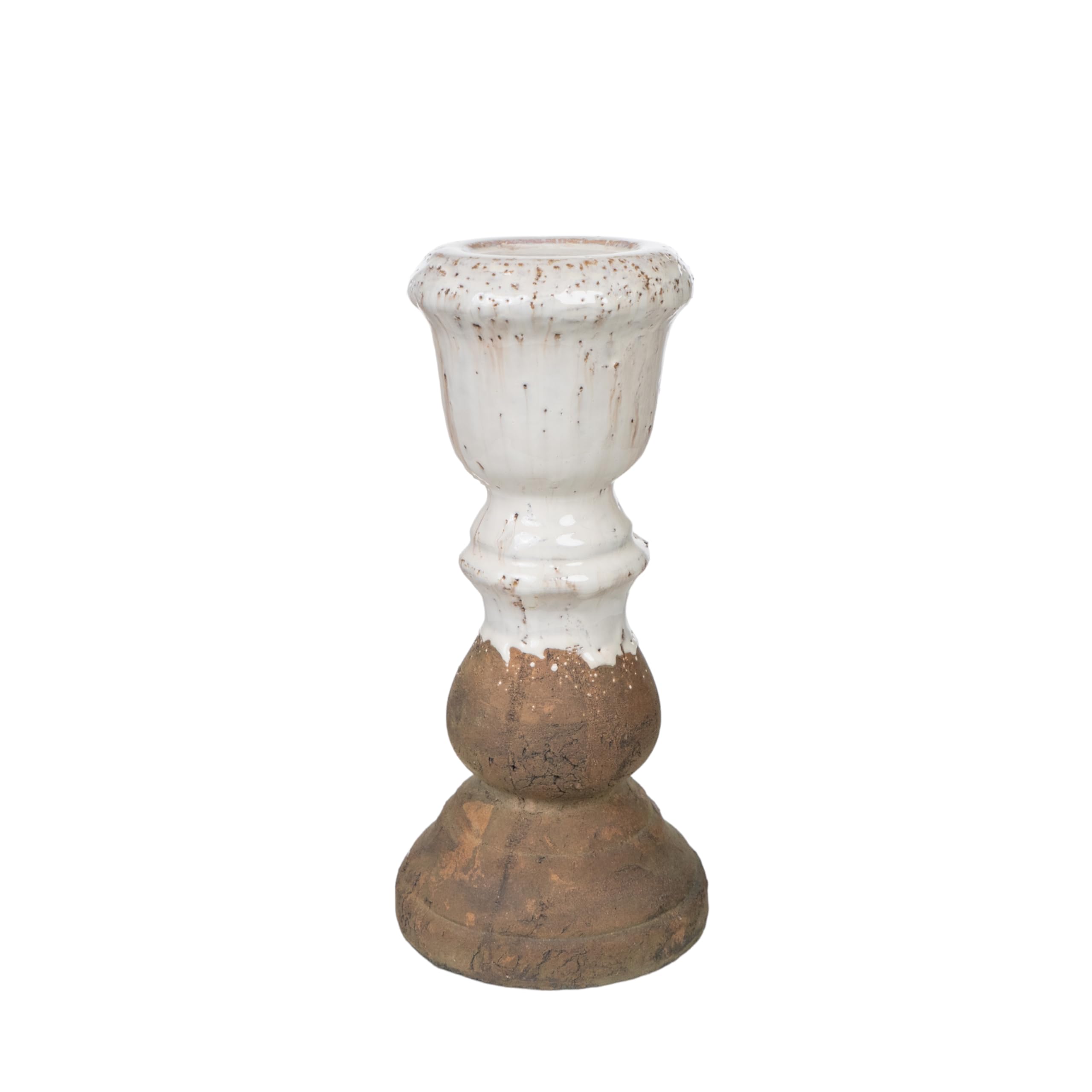 Portavela rustico en terre cuite et bougeoir artisanal pour décoration de table