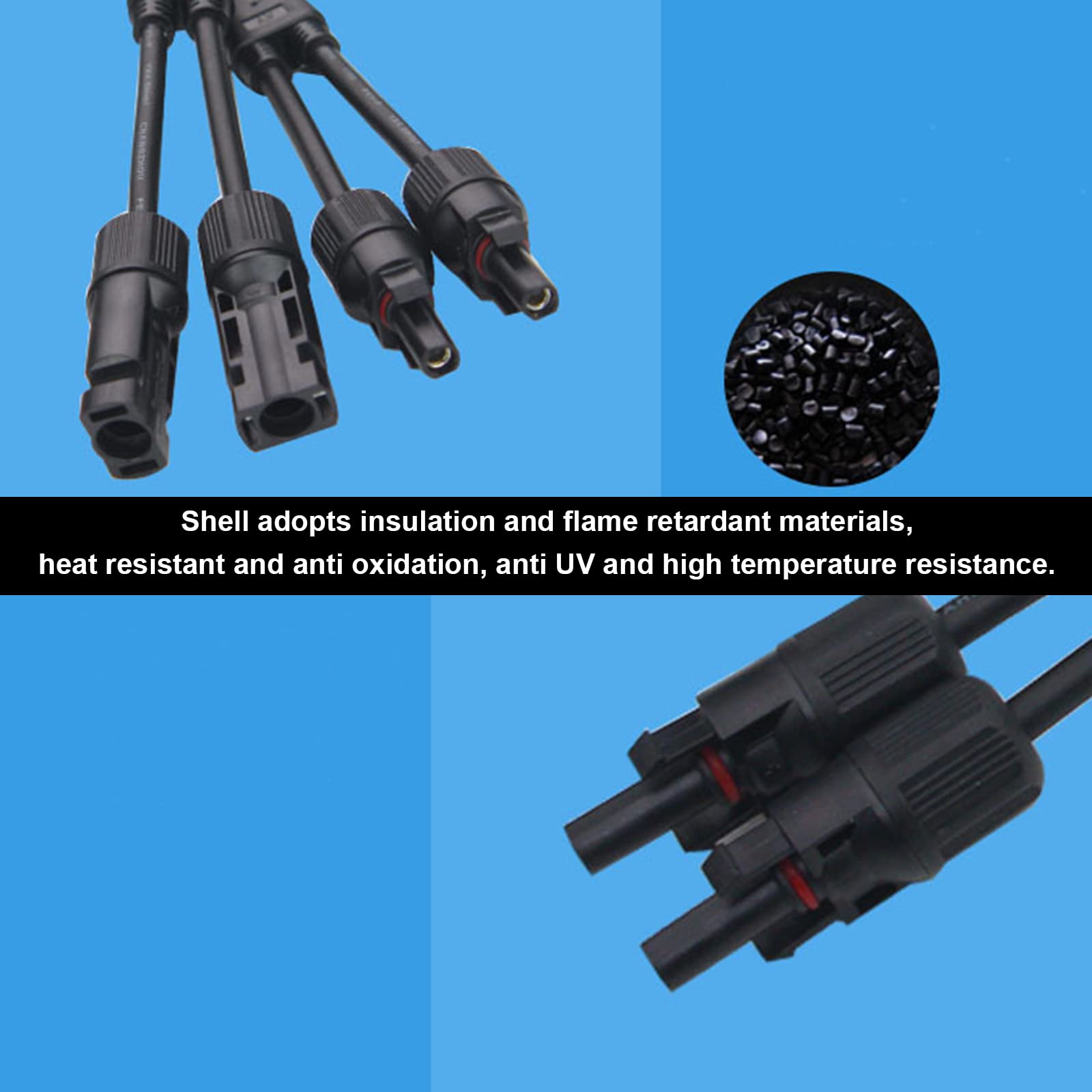 Solar Parallel Ladekabel 1-zu-2 Y-Stecker - Für Zwei Solarmodule, IP67 Wasserdicht, 20A, Bis 1000V DC