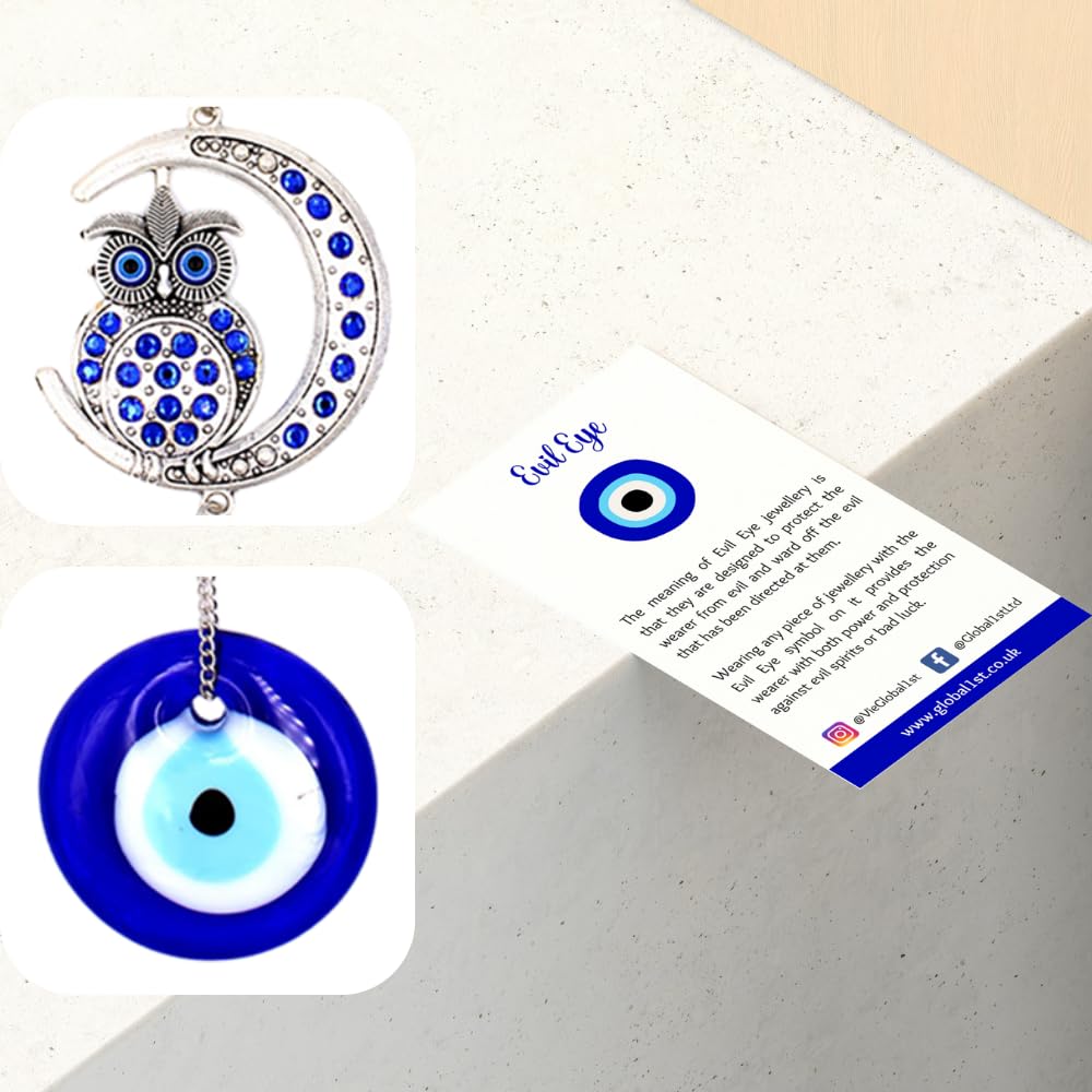 Evil Eye Owl and Moon Hanging, Natural - Image 3