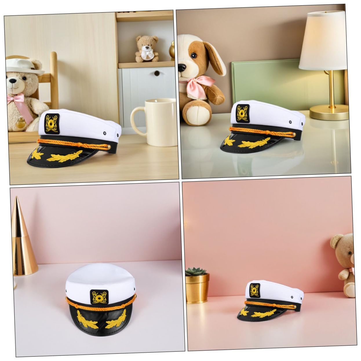 4pezzi Cappello Capitano Regolabile in Poliestere Ricamo Adatto Feste in e Yacht Per Tutte Dimensioni Della