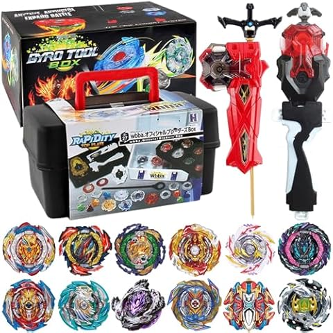 Bey Battling Blade Burst Toy Set, 12 Spinning Burst Gyros 2 Two-Ways Launchers with Grip, Combat Tops Battle Game with Portable Box Gift for Kids Children Boys 6-12 Cover