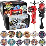 Bey Battling Blade Burst Toy Set, 12 Spinning Burst Gyros 2 Two-Ways Launchers with Grip, Combat Tops Battle Game with Portable Box Gift for Kids Children Boys 6-12