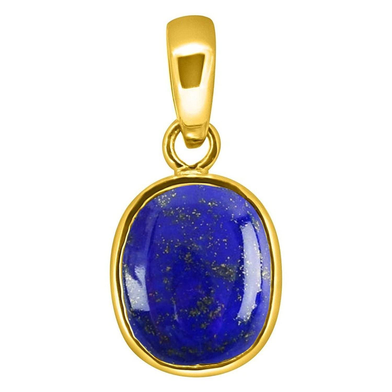 KUSHMIWAL GEMS11.25 Ratti Lapis Lazuli Pendant Gold Plated Certified Natural Loose Lajwart for Men & Women