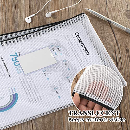 Image of Sooez 20 Pack Mesh Zipper Pouch Bags, A4 Letter Size, Classroom Zipper Bags | Waterproof Bag Organizer with Label Pocket, School Office Teacher Supplies, Storage Pouches Board Game Toy Storage, Black