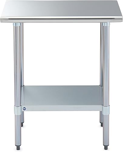 Miniatura 2 de Rockpoint - Mesa de acero inoxidable para preparación y trabajo, para cocina comercial de metal con estante inferior ajustable y pie de mesa para