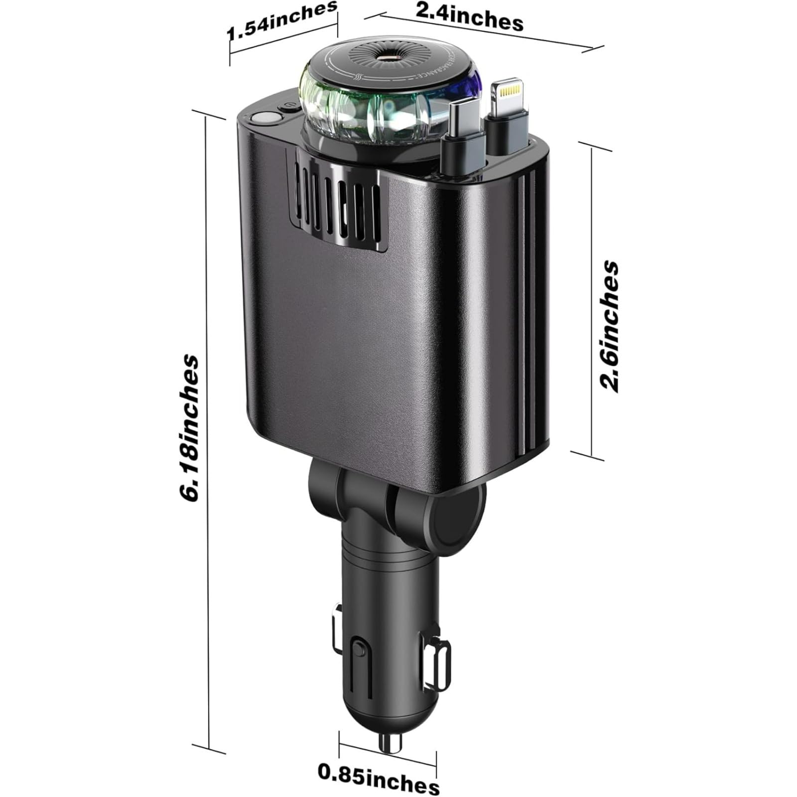 Starlight - Caricabatterie retrattile da auto USB-C da 120 W con aromaterapia, adattatore per accendisigari a ricarica rapida per iPhone 16/15/14/13/12/11, accessorio essenziale per auto, regalo per