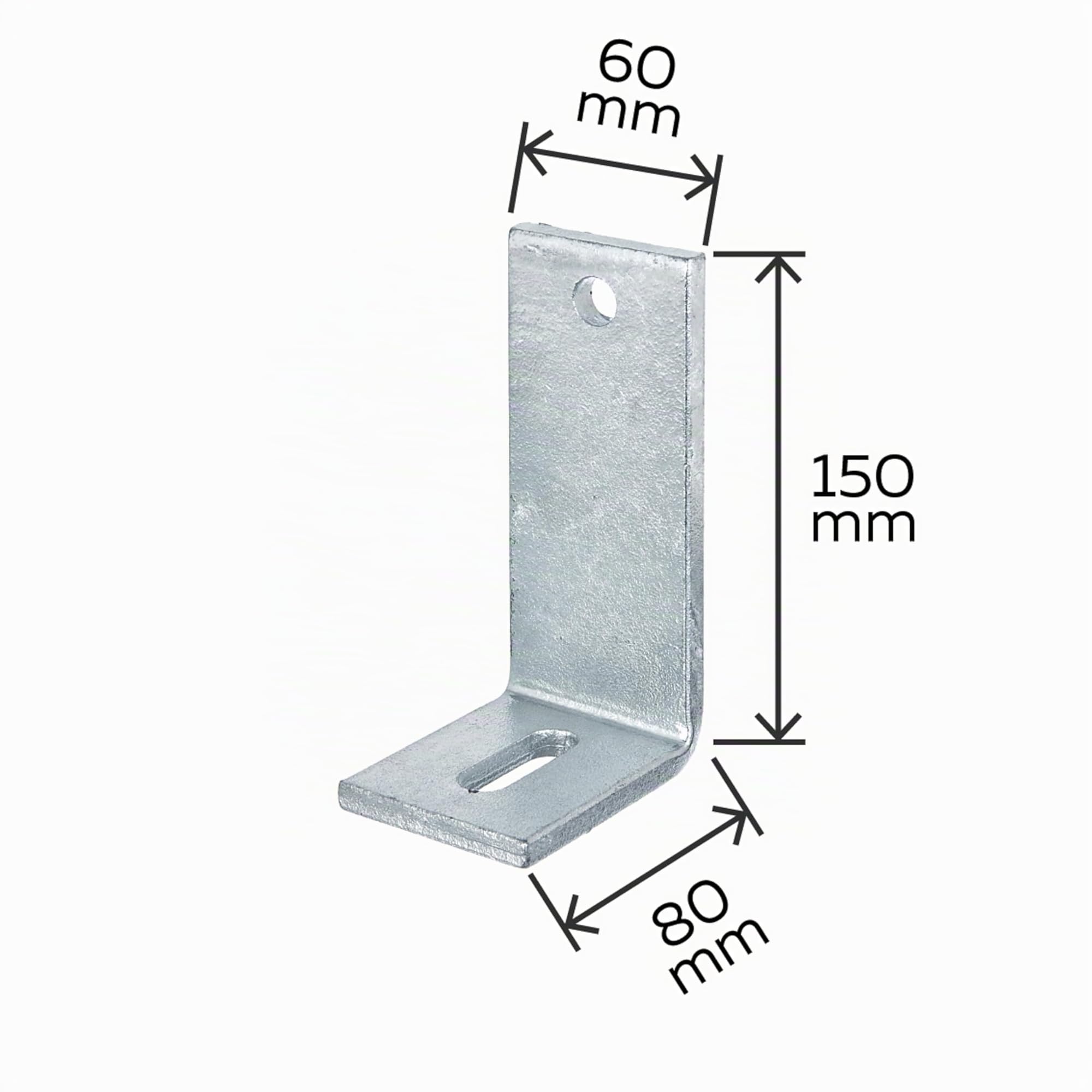 Alberts 335656 Équerre réglable | avec trou oblong, pour fixation béton | galvanisée à chaud | 80 x 150 x 60 mm (Lot de 6)