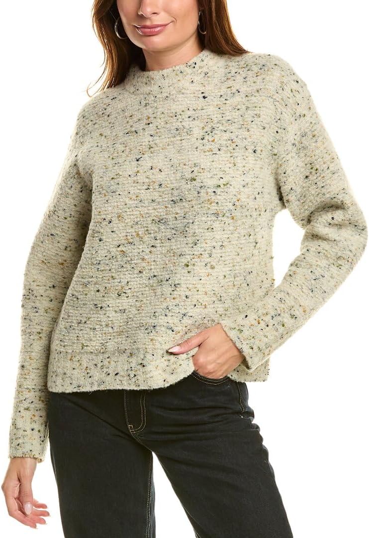 Theory Women's Boxy Mock Neck Tweed Boucle Sweater