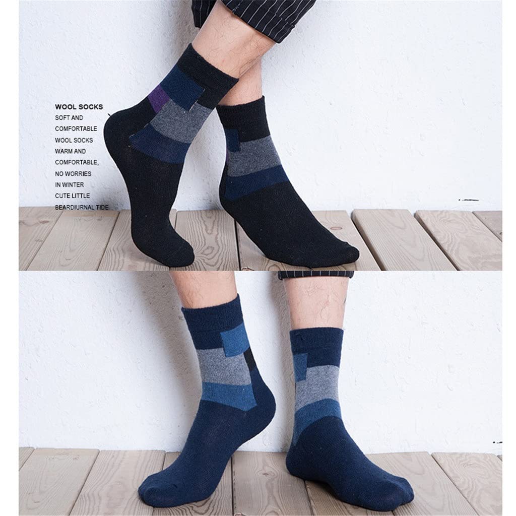 5 Pares/Lote Calcetines de Lana Masculino Invierno Casillería Cashmere Transpirable Calcetines Informales for Hombre Calcetines de Regalo (Color: A Tamaño: Un tamaño)