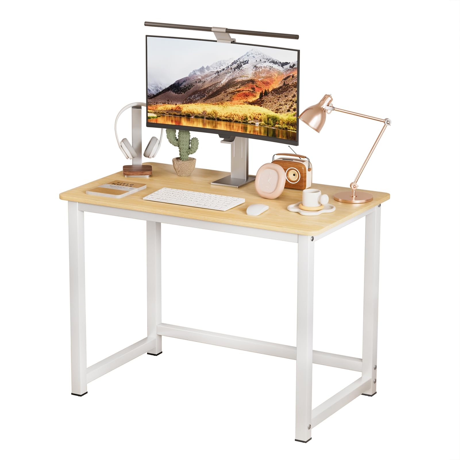 40 Inch Computer Desk Simple Standing Desk Modern Wooden Computer Table with Metal Frame Spacious Desktop Space Simple