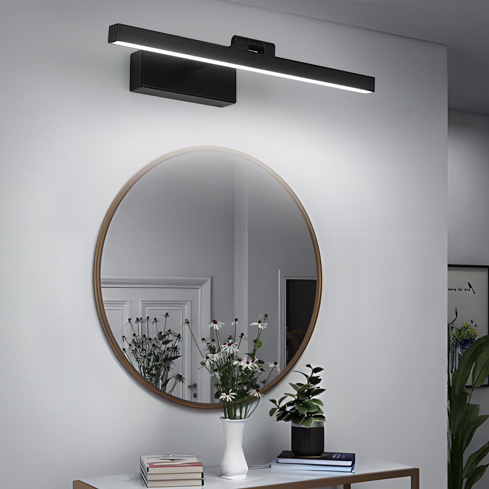Comely LED Lampada da Specchio Bagno, 9W Luce Specchio LED Nero | 1100LM Specchio Armadio Lampada da Bagno 40 cm per Illuminazione Trucco o del Guardaroba, Bianco Freddo 6500K
