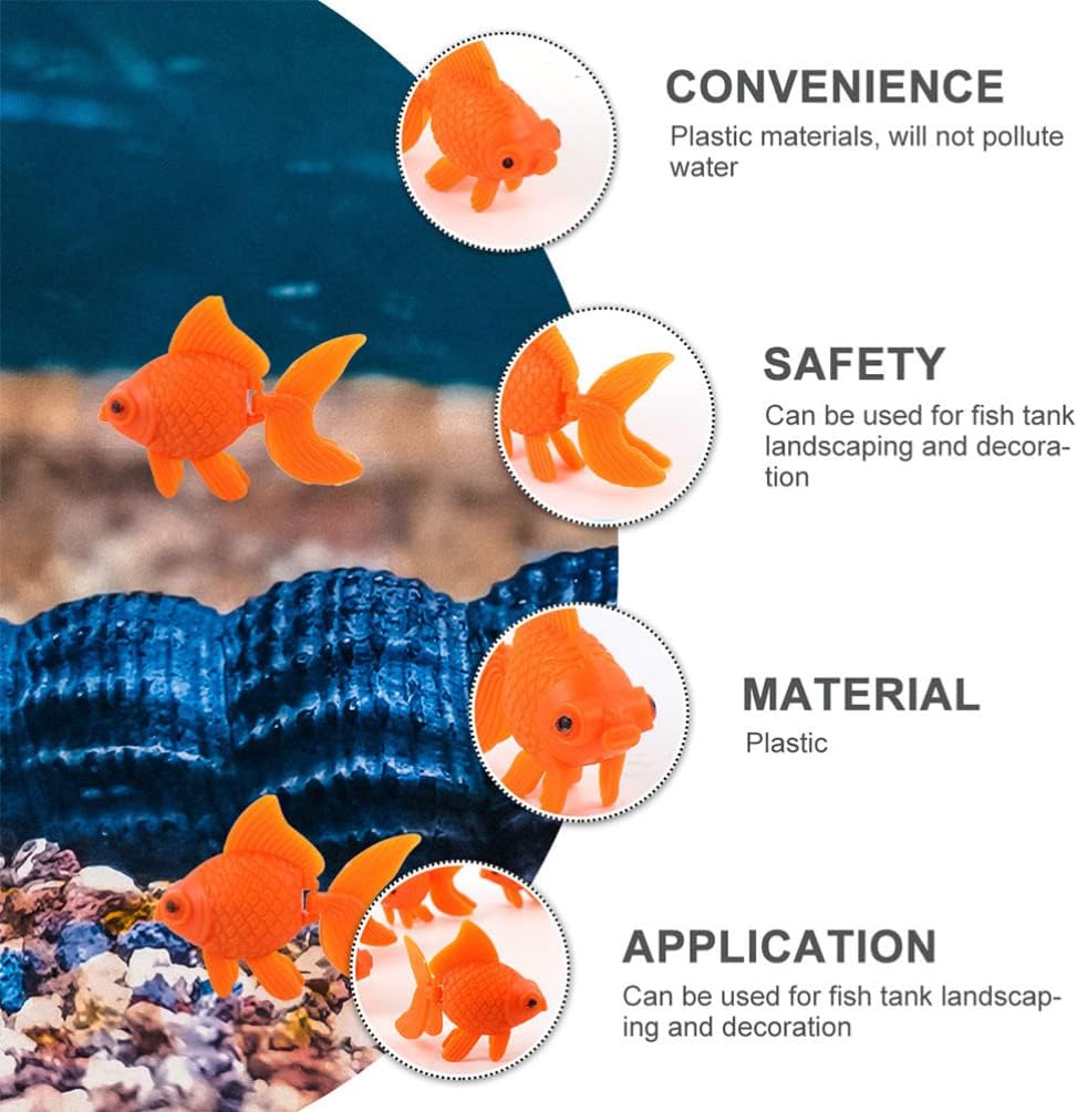 POPETPOP Dining Table Decor 50Pcs Artificial Goldfish Ornament Mini Fish Model Moving Floating Fake Ocean Animal Figurines for Aquarium Tank Decorations Net Decorative