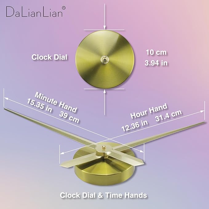Reloj de Pared DIY 3D Grande Sin Marco Números Romanos Dorado miniatura 5