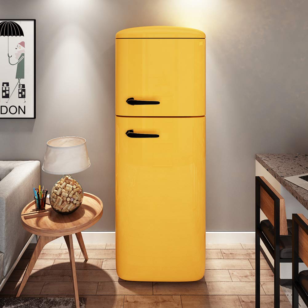 LaCheery 60cm x 400cm Carta Adesiva per Mobili Giallo Lucido Rotolo di Vinile Adesivo per Top Cucina Impermeabile Pellicola Adesiva per Mobili Gialla Tinta Unita per Frigoriferi Camera da Letto
