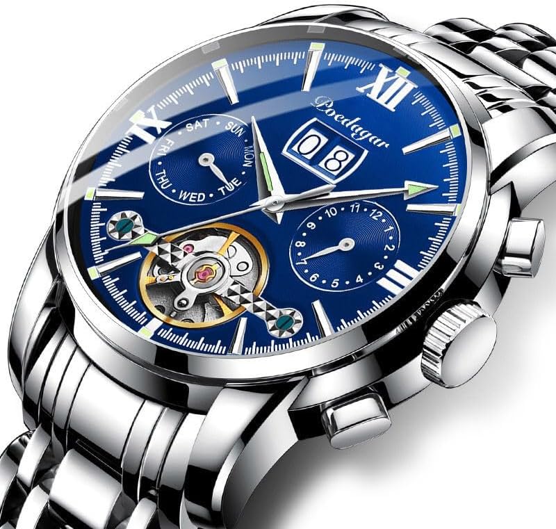 Poedagar Automatic Mechanical Watch with Black Dial
