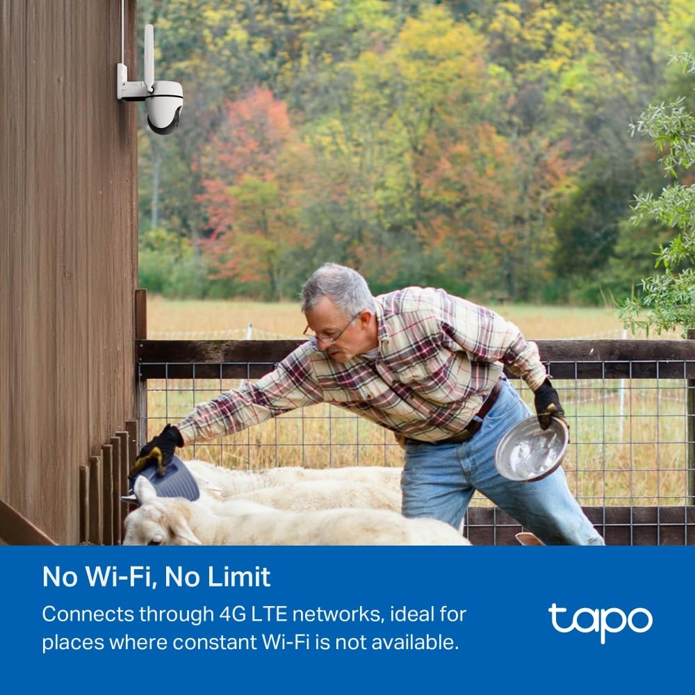 Tapo Cámara de Seguridad C501GW Pan/Tilt 4G LTE para Exteriores, no Necesita WiFi, 1080P Full HD, Seguimiento de Movimiento de 360°, sin Tarifa mensual, detección de IA, visión Nocturna a Color
