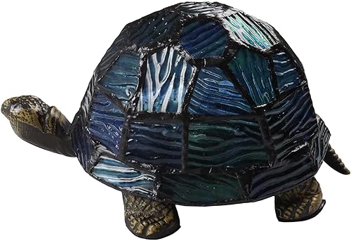 Miniatura 10 de Bieye L10217 Tortoise Tiffany Style - Lámpara de mesa decorativa con vitrales, luz nocturna para mesita de noche, sala de estar, dormitorio (doble