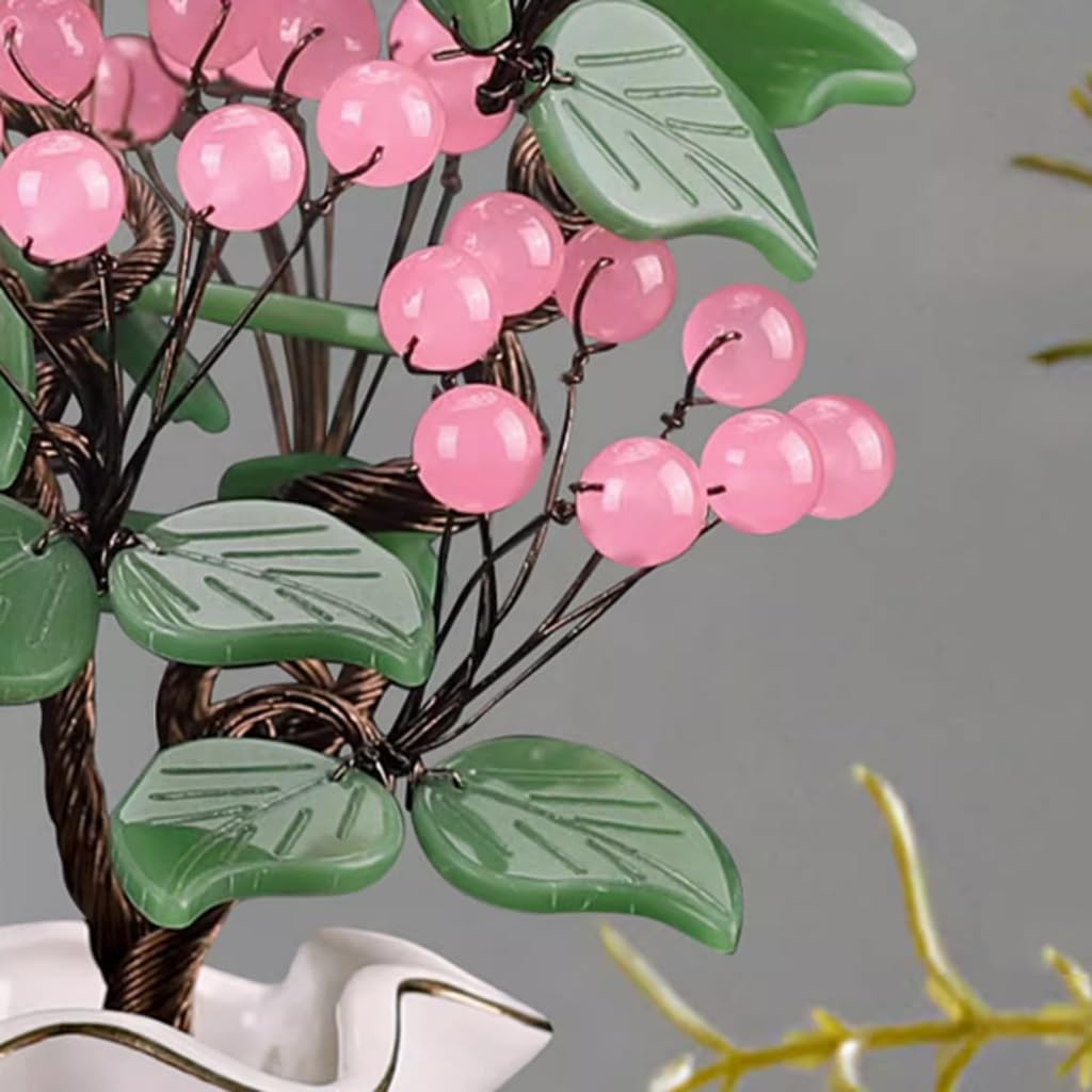 Artificiale Bonsai Albero Calcedonio Giada Ornamento Casa Soggiorno Arredamento Ingresso Divisorio TV Gabinetto Decorazione Ornamento Artigianale Display da Tavolo Pianta Finta Decorazione Verde,